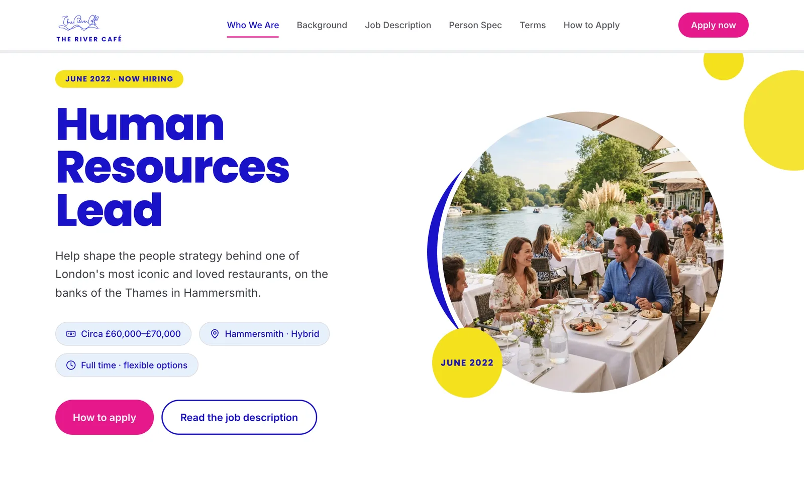 The River Café careers microsite