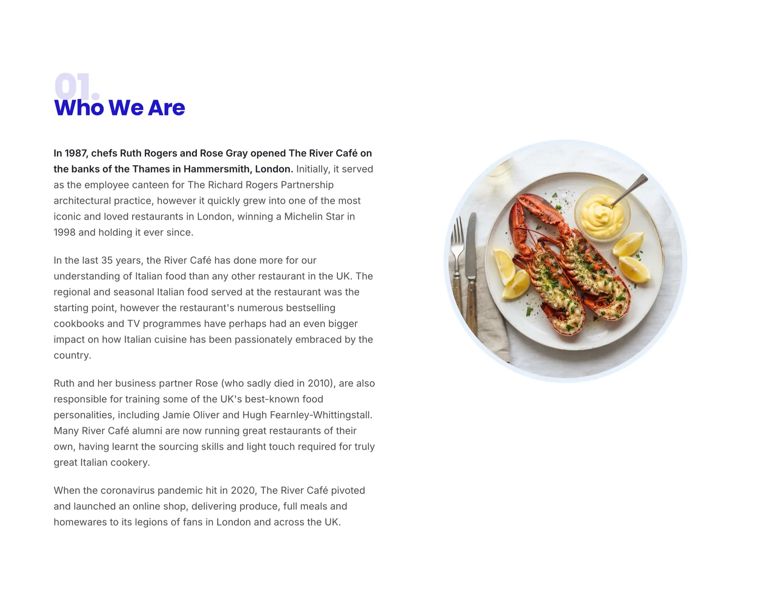 The River Café microsite culture pages
